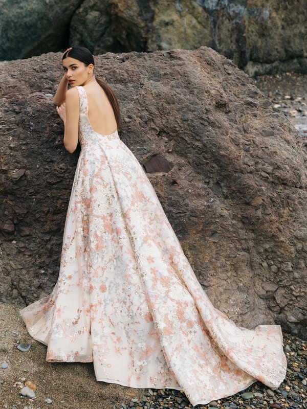 Aphrodite Floral Lace Volume Gown in Milk-Ivory